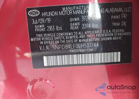 2020 Hyundai Elantra Sel из США, поврежденный, VIN 5NPD84LF0LH510244